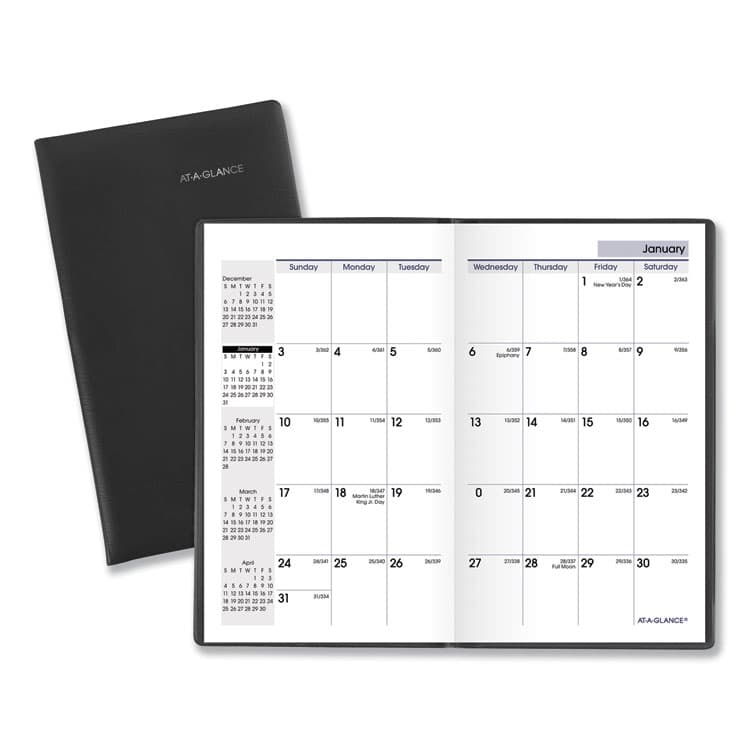 AT-A-GLANCE DayMinder Pocket-Sized Monthly Planner, Unruled Blocks, 6 x 3.5, Black Cover, 14-Month: Dec 2025 to Jan 2027 (AAGSK5300)