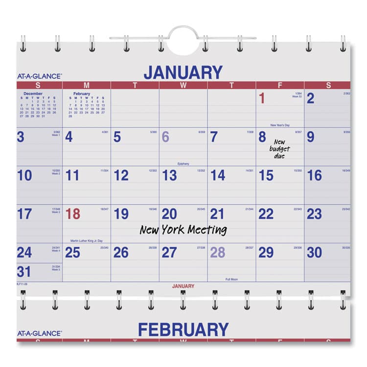AT-A-GLANCE Move-A-Page Three-Month Wall Calendar, 12 x 27, White/Red/Blue Sheets, 15-Month: Dec 2025 to Feb 2027 (AAGPMLF1128) thumbnail 3