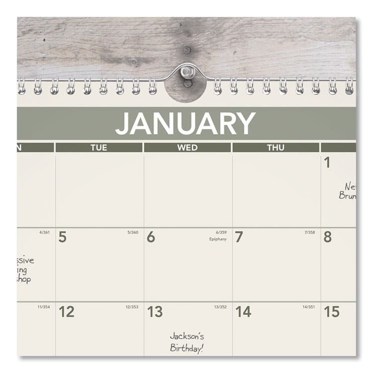 AT-A-GLANCE Recycled Wall Calendar, Unruled Blocks, 15 x 12, Sand/Green Sheets, 12-Month (Jan to Dec): 2026 (AAGPMG7728) thumbnail 3