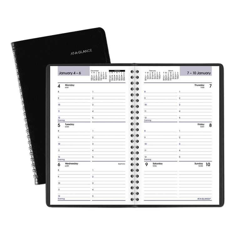 AT-A-GLANCE DayMinder Block Format Weekly Appointment Book, 8.5 x 5.5, Black Cover, 12-Month (Jan to Dec): 2026 (AAGG20000)