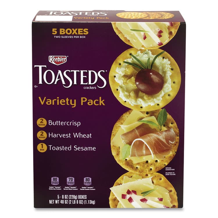 KELLOGG'S Toasteds Party Pack Cracker Assortment, 8 oz Box, 5 Assorted Boxes/Carton (GRR90000116)