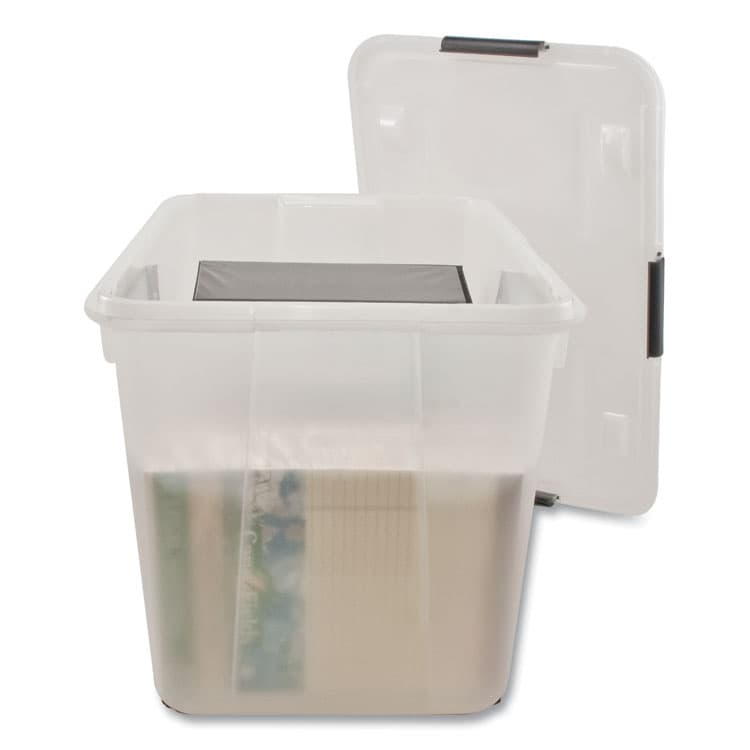 ADVANTUS CORPORATION Rolling 15-Gal. Storage Box, Letter/Legal Files, 23.75" x 15.75" x 15.75", Clear (AVT34009) thumbnail 3
