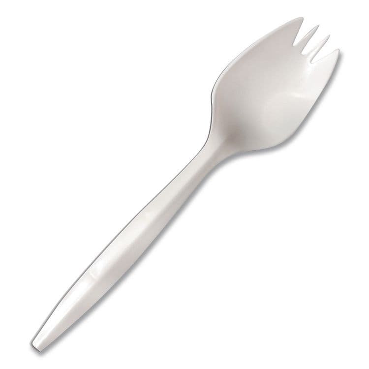 BERK ENTERPRISES Mediumweight Polypropylene Cutlery, Spork, Plastic, White, 1,000/Carton (BSQ1015000)