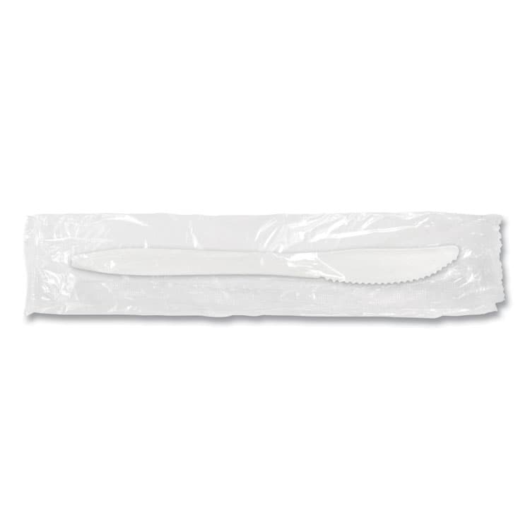 BERK ENTERPRISES Individually Wrapped Mediumweight Cutlery, Knife, Plastic, White, 1,000/Carton (BSQ1101000) thumbnail 2
