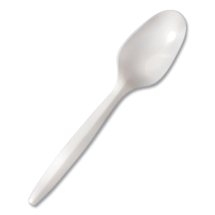 BERK ENTERPRISES Mediumweight Polypropylene Cutlery, Spoon, Plastic, White, 1,000/Carton (BSQ1013000)