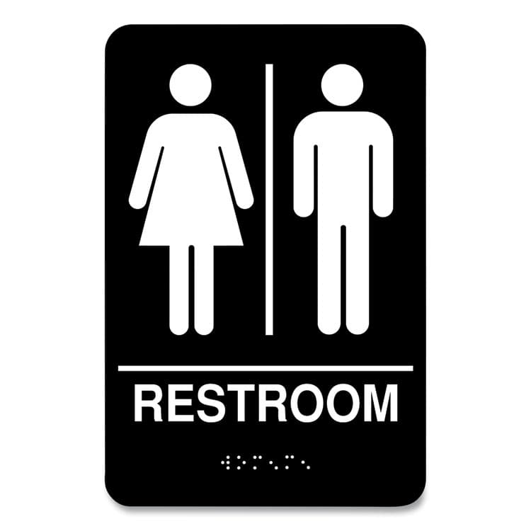 CONSOLIDATED STAMP Indoor Restroom Door Sign, Unixex 5.5 x 8.5, Black/White (CSC098096)