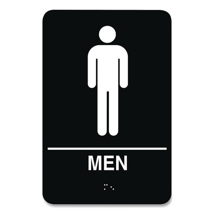 CONSOLIDATED STAMP Indoor Restroom Door Sign, Men/Women, 5.9 x 9, Black/White, 2/Pack (CSC098095) thumbnail 3