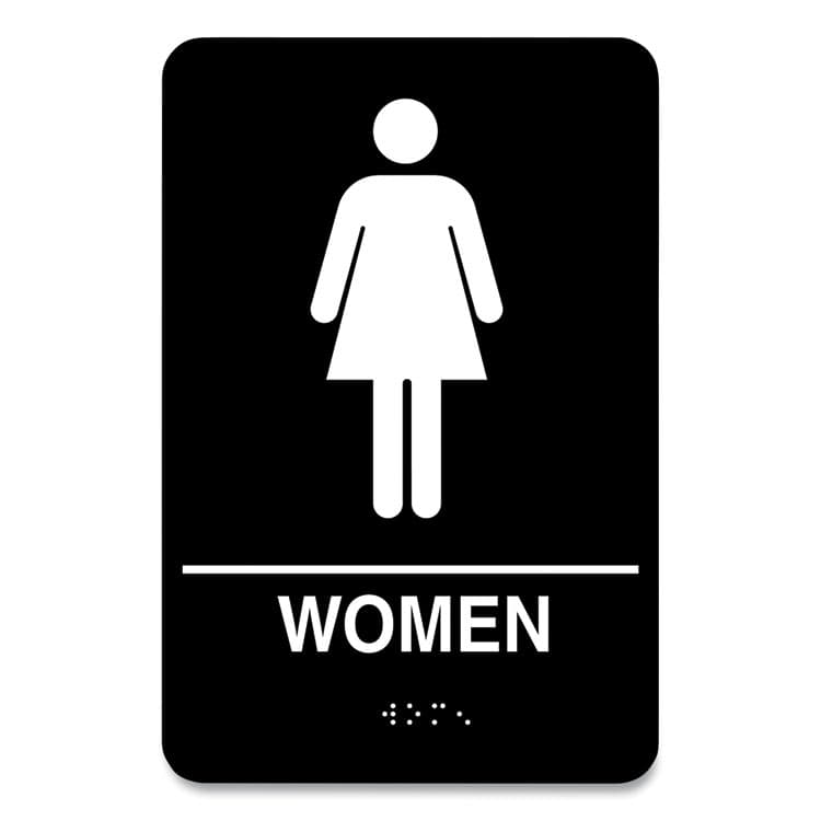 CONSOLIDATED STAMP Indoor Restroom Door Sign, Men/Women, 5.9 x 9, Black/White, 2/Pack (CSC098095) thumbnail 2