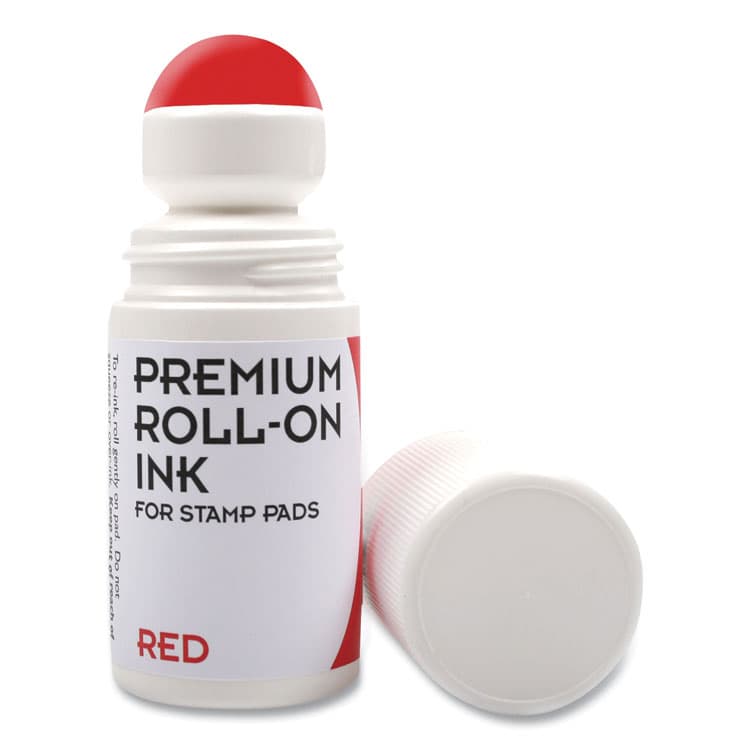CONSOLIDATED STAMP Premium Roll-On Ink, 2 oz, Red (CSC030260)