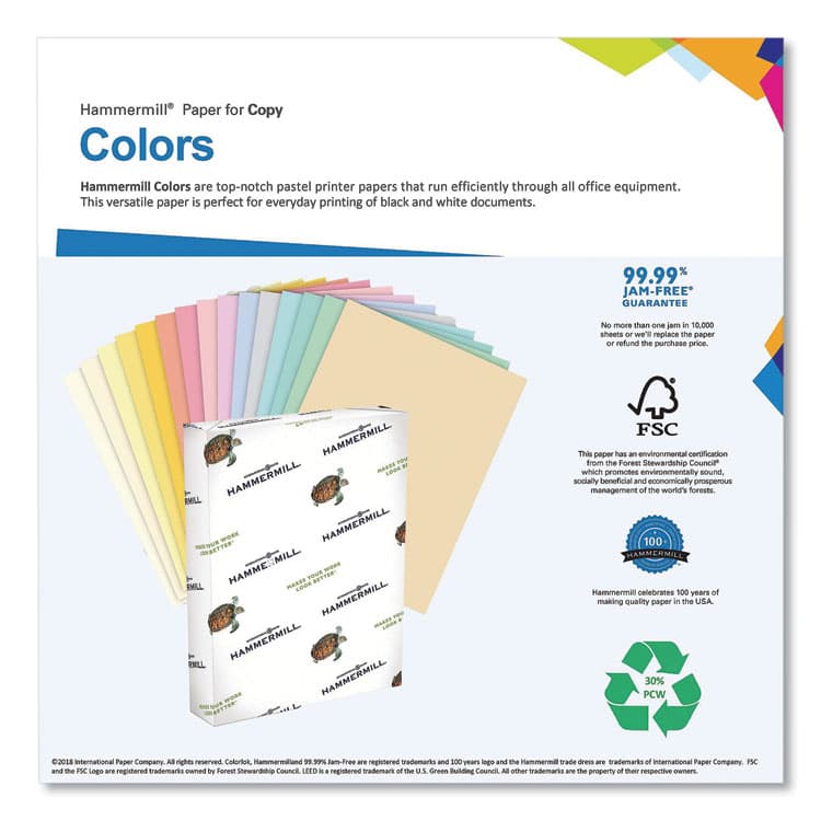 HAMMERMILL/HP EVERYDAY PAPERS Colors Print Paper, 20 lb Bond Weight, 11 x 17, Green, 500/Ream (HAM102186) thumbnail 2