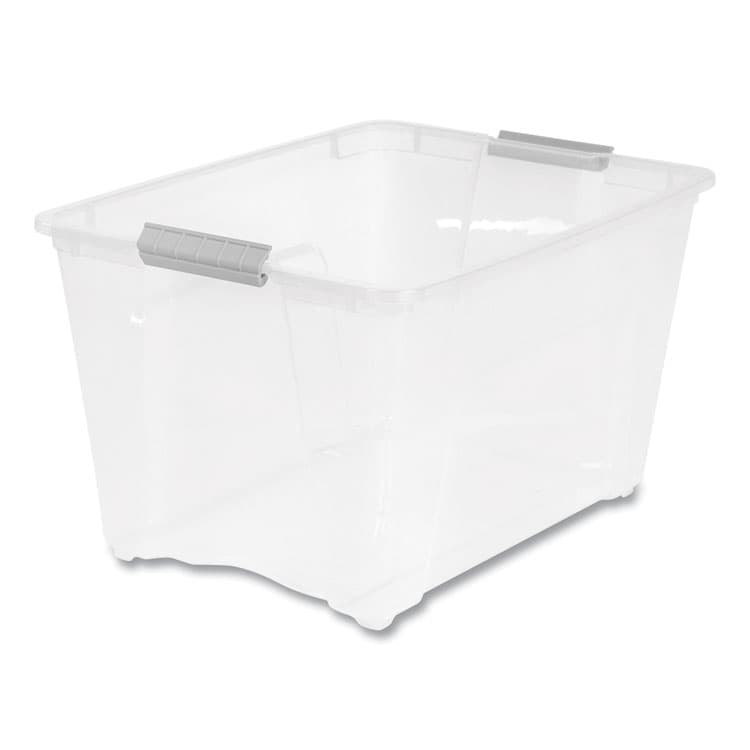 IRIS USA, Stack and Pull Latching Flat Lid Storage Box, 13.5 gal, 22" x 16.5" x 13.03", Clear (IRS100243) thumbnail 2