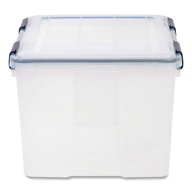 IRIS USA, WEATHERTIGHT Latching Flat Lid Storage Box, 11.5 gal, 15.7" x 19.7" x 11.7", Clear (IRS110455)