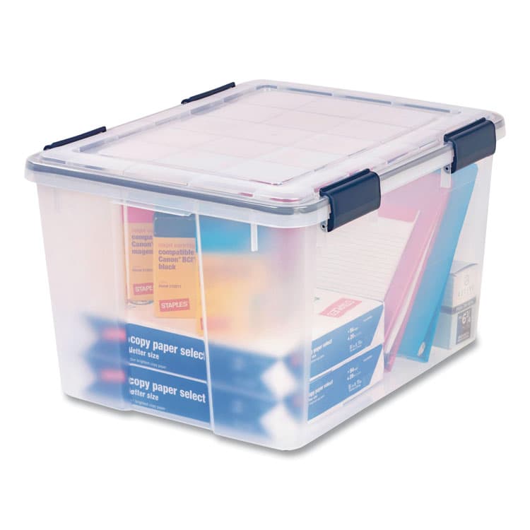 IRIS USA, WEATHERTIGHT Latching Flat Lid Storage Box, 11.5 gal, 15.7" x 19.7" x 11.7", Clear (IRS110455) thumbnail 2