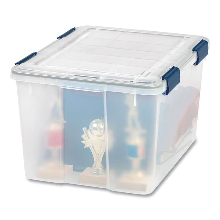 IRIS USA, WEATHERTIGHT Latching Flat Lid Storage Box, 11.5 gal, 15.7" x 19.7" x 11.7", Clear (IRS110455) thumbnail 4