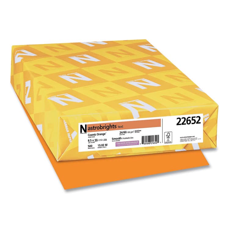 NEENAH PAPER Color Paper, 24 lb Bond Weight, 8.5 x 14, Cosmic Orange, 500/Ream (WAU22652) thumbnail 2