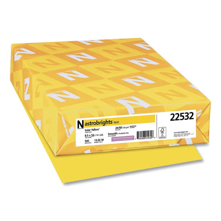 NEENAH PAPER Color Paper, 24 lb Bond Weight, 8.5 x 14, Solar Yellow, 500/Ream (WAU22532) thumbnail 2