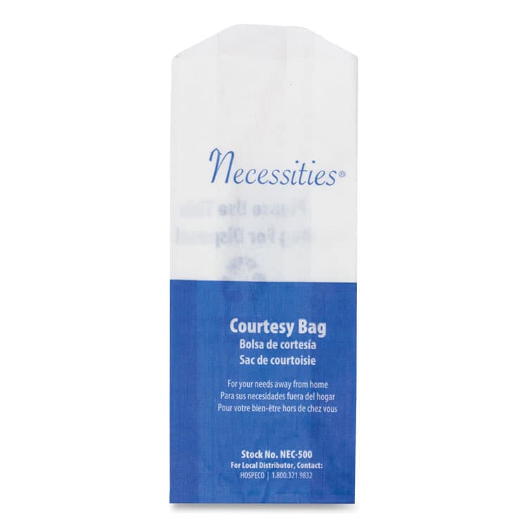HOSPECO Feminine Hygiene Convenience Disposal Bag, 3" x 1.5" x 7.75", White, 500/Carton (HOSNEC500)