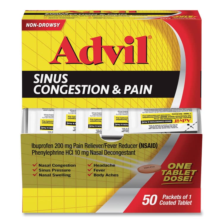 ACME UNITED CORPORATION Sinus Congestion and Pain Relief, 50/Box (PFYBXAVSCP50BX)