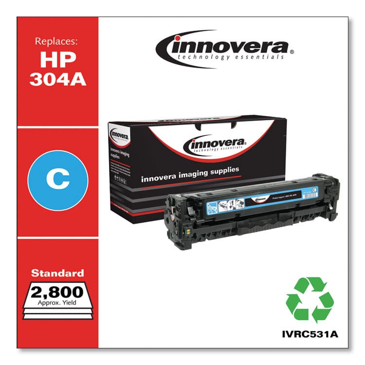 INNOVERA Remanufactured Cyan Toner, Replacement for 304A (CC531A), 2,800 Page-Yield (IVRC531A) thumbnail 2
