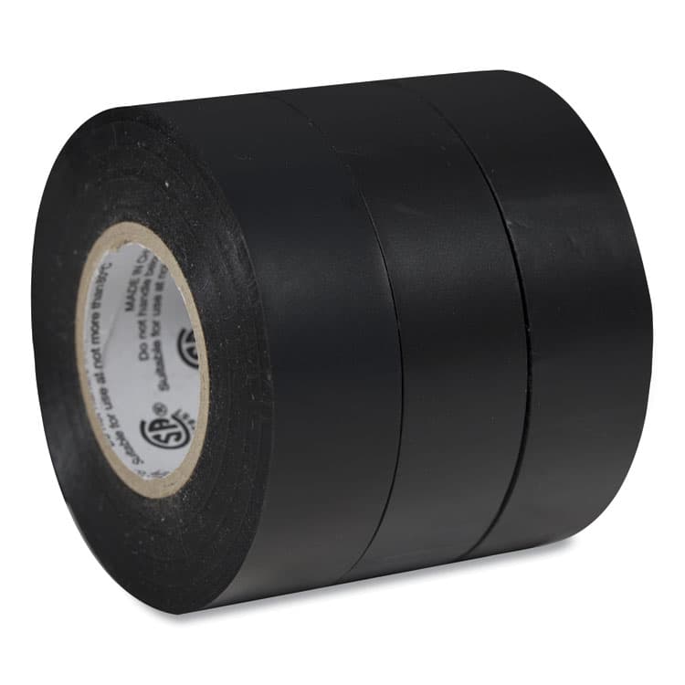 SHURTAPE TECHNOLOGIES Pro Electrical Tape, 1" Core, 0.75" x 50 ft, Black, 3/Pack (DUC299004) thumbnail 2