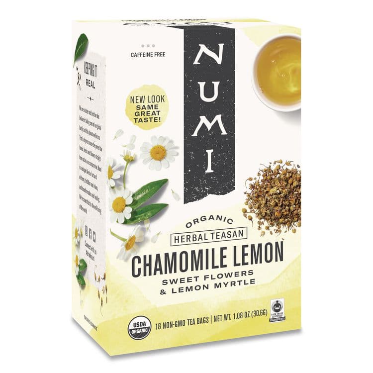 NUMI Organic Teas and Teasans, 1.8 oz, Chamomile Lemon, 18/Box (NUM10150)