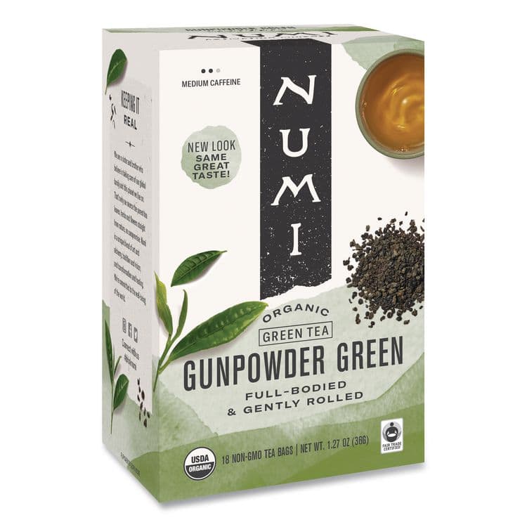 NUMI Organic Teas and Teasans, 1.27 oz, Gunpowder Green, 18/Box (NUM10109)