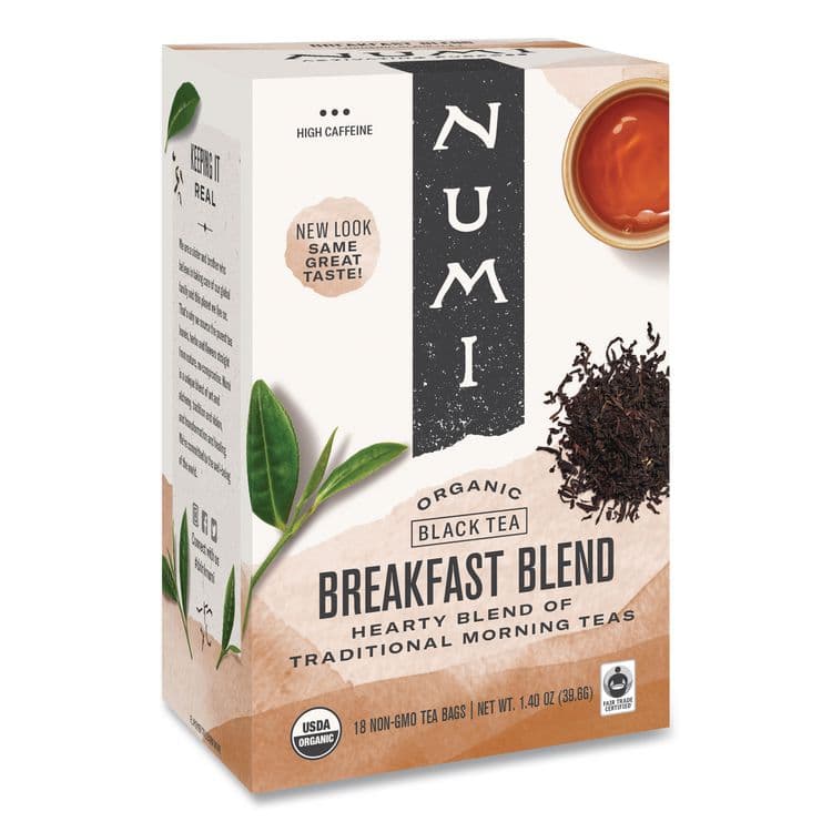 NUMI Organic Teas and Teasans, 1.4 oz, Breakfast Blend, 18/Box (NUM10220)