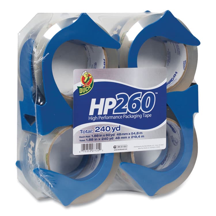 SHURTAPE TECHNOLOGIES HP260 Packaging Tape with Dispenser, 3" Core, 1.88" x 60 yds, Clear, 4/Pack (DUC0007725)