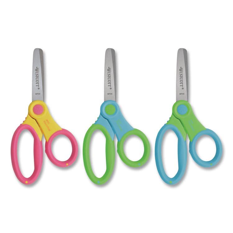 ACME UNITED CORPORATION Ultra Soft Handle Scissors with Antimicrobial Protection, Round Tip, 5" Long, 2" Cut Length, Randomly Assorted Handle Color (ACM14596)