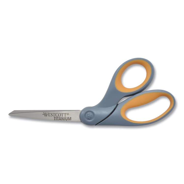 ACME UNITED CORPORATION Titanium Bonded Scissors, 8" Long, 3.5" Cut Length, Crane-Style Gray/Yellow Handle (ACM13731)
