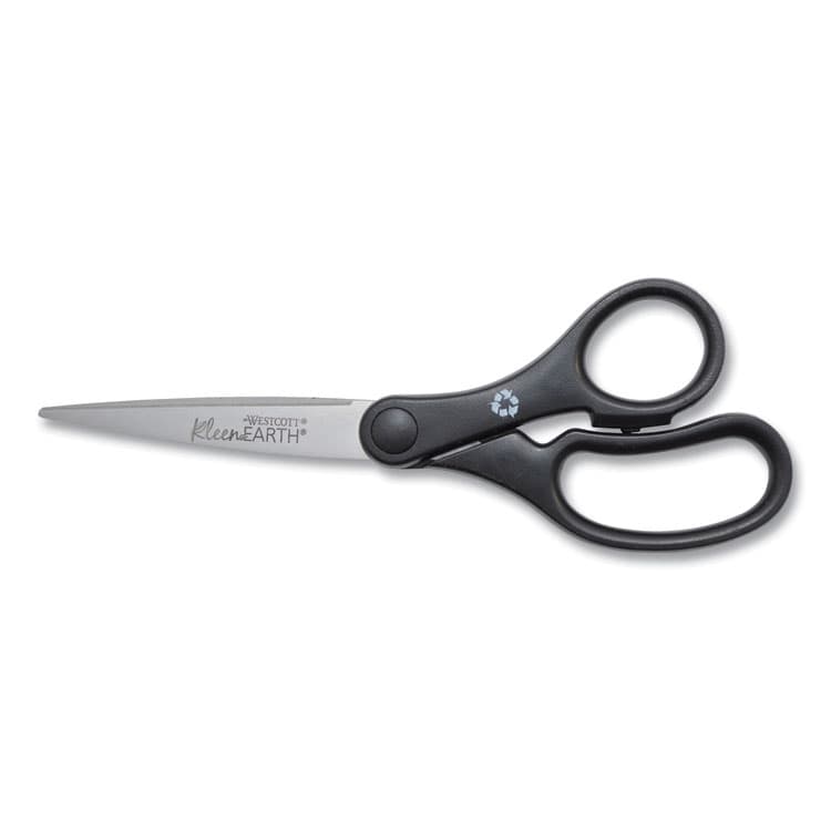 ACME UNITED CORPORATION KleenEarth Basic Plastic Handle Scissors, 7" Long, 2.8" Cut Length, Straight Black Handle (ACM15582)
