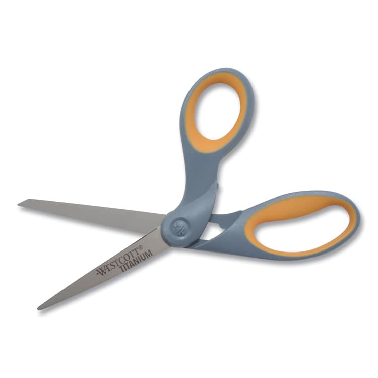 ACME UNITED CORPORATION Titanium Bonded Scissors, 8" Long, 3.5" Cut Length, Crane-Style Gray/Yellow Handle (ACM13731) thumbnail 2