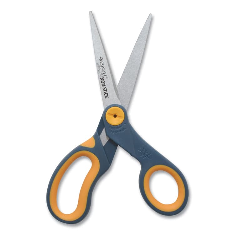 ACME UNITED CORPORATION Non-Stick Titanium Bonded Scissors, 8" Long, 3.25" Cut Length, Straight Gray/Yellow Handle (ACM14849) thumbnail 3