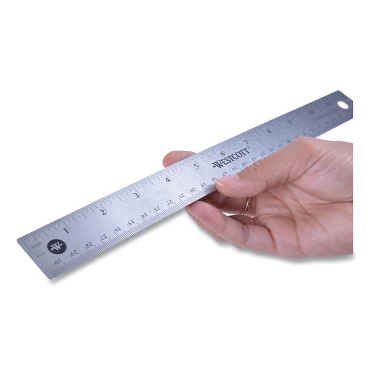 ACME UNITED CORPORATION Stainless Steel Office Ruler With Non Slip Cork Base, Standard/Metric, 12" Long (ACM10415) thumbnail 4