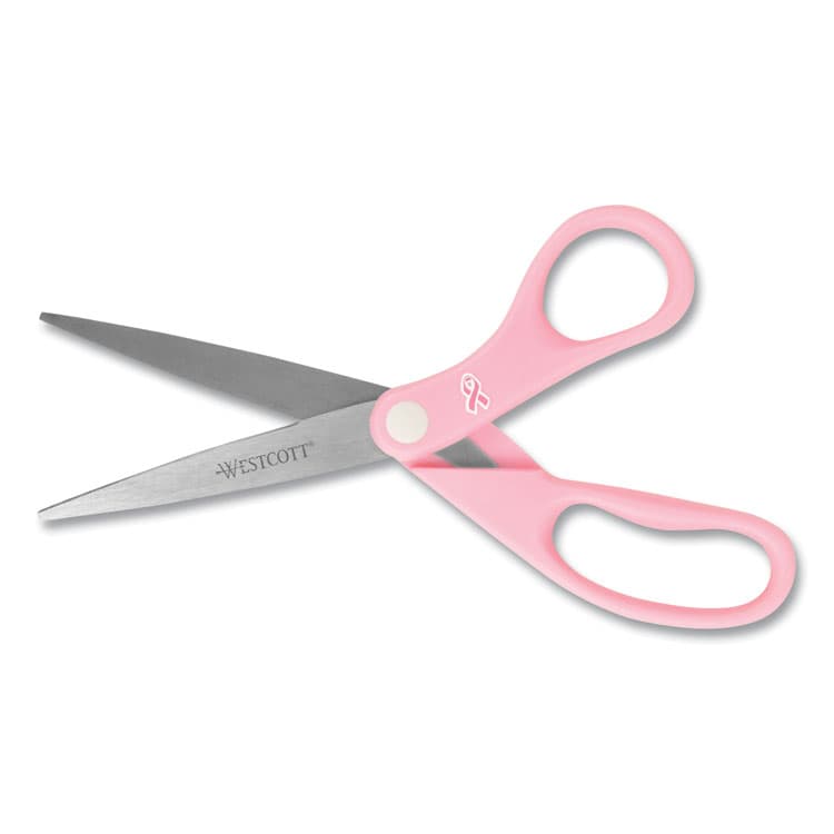 ACME UNITED CORPORATION All Purpose Pink Ribbon Scissors, Breast Cancer Awareness, 8" Long, 3.5" Cut Length, Straight Pink Handle (ACM15387) thumbnail 4