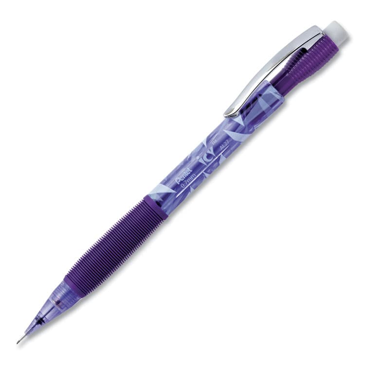 PENTEL OF AMERICA Icy Mechanical Pencil, 0.7 mm, HB (#2), Black Lead, Transparent Violet Barrel, Dozen (PENAL27TV)