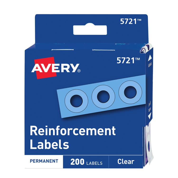 AVERY PRODUCTS CORPORATION Dispenser Pack Hole Reinforcements, 0.25" Dia, Clear, 200/Pack, (5721) (AVE05721)