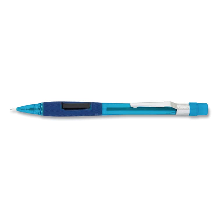 PENTEL OF AMERICA Quicker Clicker Mechanical Pencil, 0.5 mm, HB (#2), Black Lead, Transparent Blue Barrel (PENPD345TC)