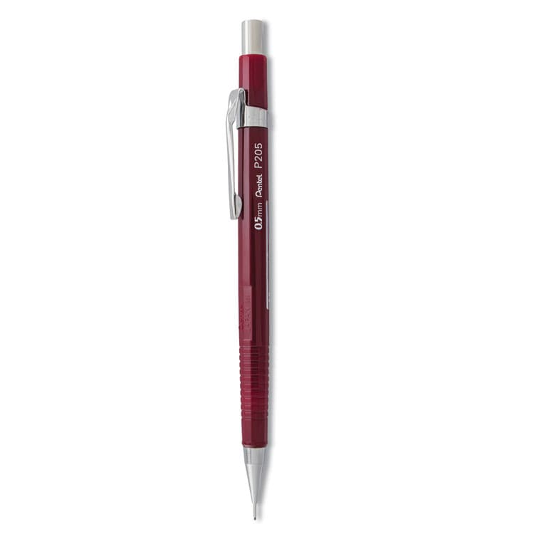 PENTEL OF AMERICA Sharp Mechanical Pencil, 0.5 mm, HB (#2), Black Lead, Burgundy Barrel (PENP205B)