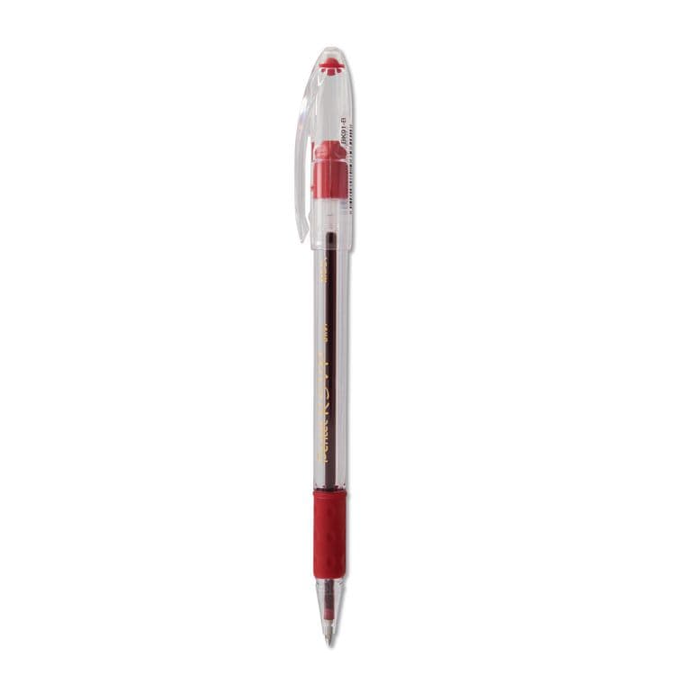 PENTEL OF AMERICA R.S.V.P. Ballpoint Pen, Stick, Medium 1 mm, Red Ink, Clear/Red Barrel, Dozen (PENBK91B) thumbnail 4