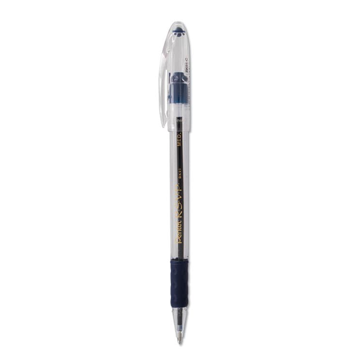 PENTEL OF AMERICA R.S.V.P. Ballpoint Pen, Stick, Medium 1 mm, Blue Ink, Clear/Blue Barrel, Dozen (PENBK91C) thumbnail 4