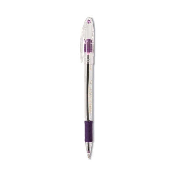 PENTEL OF AMERICA R.S.V.P. Ballpoint Pen, Stick, Medium 1 mm, Violet Ink, Clear/Violet Barrel, Dozen (PENBK91V) thumbnail 2