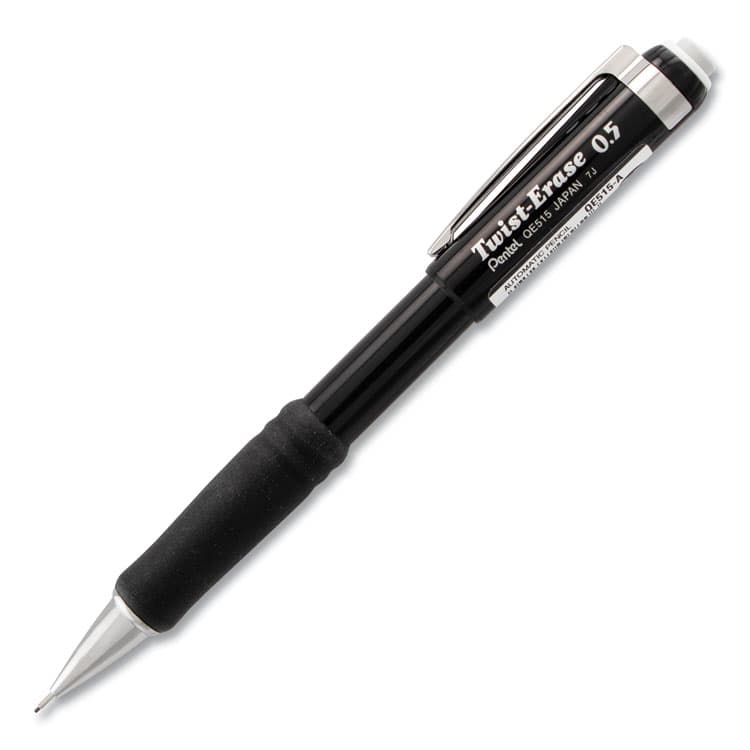 PENTEL OF AMERICA Twist-Erase III Mechanical Pencil, 0.5 mm, HB (#2), Black Lead, Black Barrel (PENQE515A)