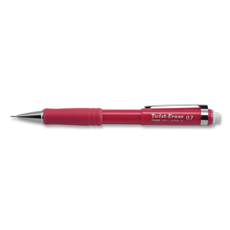 PENTEL OF AMERICA Twist-Erase III Mechanical Pencil, 0.7 mm, HB (#2), Black Lead, Red Barrel (PENQE517B)