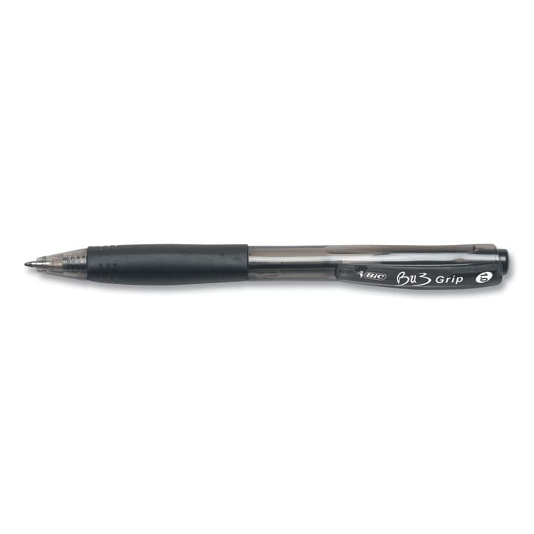 BIC CORP. BU3 Ballpoint Pen, Retractable, Medium 1 mm, Black Ink, Smoke/Black Barrel, 18/Pack (BICBU3P18BLK)