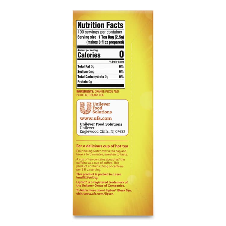UNILEVER Tea Bags, Black, 100/Box (LIP291) thumbnail 3