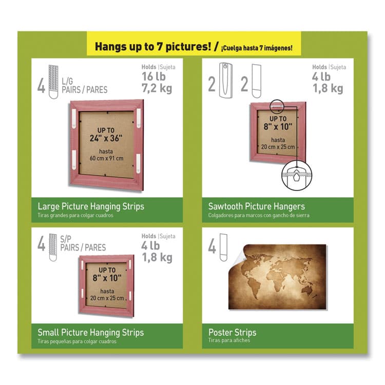 3M/COMMERCIAL TAPE DIV. Picture Hanging Kit, Assorted Sizes, Plastic, White, 1 lb; 4 lb Capacities, 24 Pieces/Pack (MMM17221ES) thumbnail 4