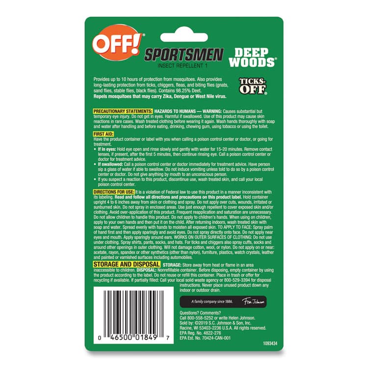 SC JOHNSON Deep Woods Sportsmen Insect Repellent, 1 oz Spray Bottle (SJN317188) thumbnail 4