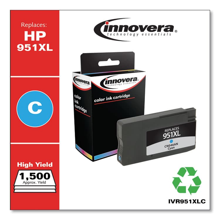 INNOVERA Remanufactured Cyan High-Yield Ink, Replacement for 951XL (CN046AN), 1,500 Page-Yield (IVR951XLC) thumbnail 2