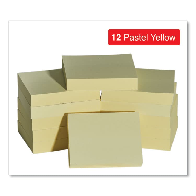 UNIVERSAL OFFICE PRODUCTS Self-Stick Note Pads, 1.5" x 2", Yellow, 100 Sheets/Pad, 12 Pads/Pack (UNV35662) thumbnail 4